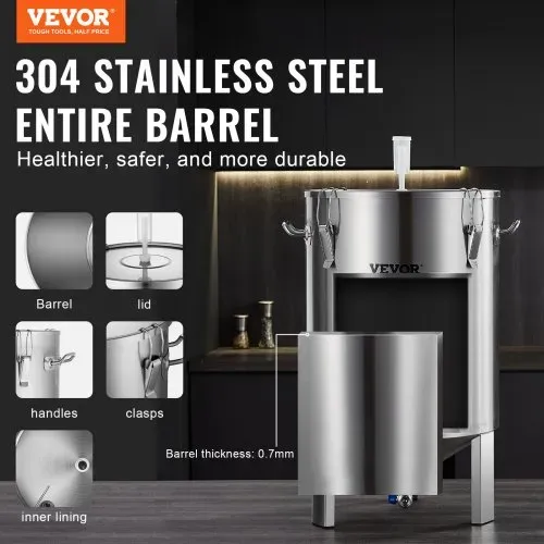 VEVOR Bierbrauanlage Bierbraugerät Kessel aus Edelstahl 60 L Bierfermenter, Braueimer-Fermenter zum Brauen, Heimbrauzubehör mit Sockel, Kessel-Suppentopf inkl. Deckel, Griff, Ventil, Zapfhahn VEVOR Bierbrauanlage Bierbraugerät Kessel aus Edelstahl 60 L Bierfermenter, Braueimer-Fermenter zum Brauen, Heimbrauzubehör mit Sockel, Kessel-Suppentopf inkl. Deckel, Griff, Ventil, Zapfhahn