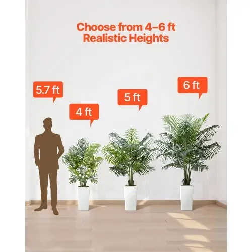 VEVOR Künstliche Areca-Palme, 1,8 m, künstliche tropische Palmenpflanzen mit weißem Pflanzgefäß, Kunstseidenpflanze im Topf, Kunstbaum für Veranden, Wohnzimmer, Terrassen, Zuhause, Büro – Bild 5