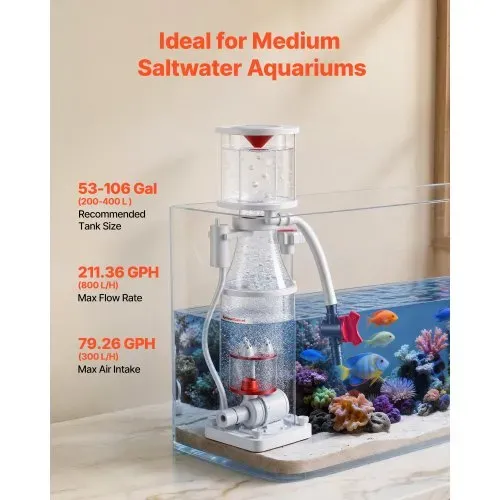 VEVOR Eiweißabschäumer 200-400 L Intern für Meerwasseraquarium DC-Pumpe, mit Regelbarer Steuerung, Luftschalldämpfer, Innenabschäumer für Meerwasseraquarien und Riffaquarien, Aquarium-Skimmer – Bild 2
