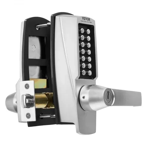 VEVOR mechanisches schlüsselloses Türschloss mit einseitiger Tastatur (14 Tasten), schlüsselloses Türschloss mit Griff & Schlüsseln, eingebautes Codeschloss für Haus Büro Außenzaun Hof Silber – Bild 10