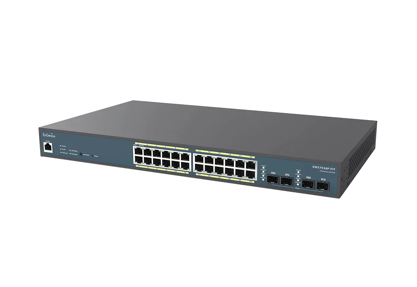 EnGenius Switch full managed Layer 2+ 28 Port • 24x 1 GbE • PoE Budget 240W • 24x PoE at • 4x SFP • 19" • EWS7928P-FIT • FitCon/FitXpress – Bild 2