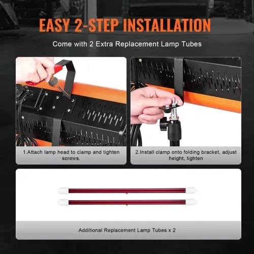 VEVOR Infrarot-Härtungslampe, Hand-/Ständer-Doppelnutzung, 2000 W, 0–90 Min. Zeiteinstellung, Auto-Härtungslampe mit automatischer Heizung und Halterung, 32 m² große Sprüh-/Backkabinenheizungen – Bild 5