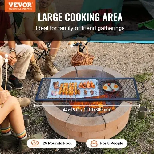 VEVOR 1110 x 380 x 25 mm X-Marks Feuerstellen-Grillrost, Rechteckiger Grillrost, Lagerfeuer-BBQ-Grillrost aus Stahl mit Griff, Tragbares Camping-Kochgeschirr für Partytreffen im Freien, Schwarz VEVOR 1110 x 380 x 25 mm X-Marks Feuerstellen-Grillrost, Rechteckiger Grillrost, Lagerfeuer-BBQ-Grillrost aus Stahl mit Griff, Tragbares Camping-Kochgeschirr für Partytreffen im Freien, Schwarz