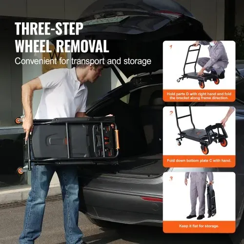 VEVOR 2 in 1 Sackkarre Klappbar 136kg Tragfähigkeit Transportkarre Aluminiumlegierung & Kohlenstoffstahl Sackkarre ⇋ Plattformwagen Trolley für Lade- & Transportaufgaben im Innen- & Außenbereich – Bild 5