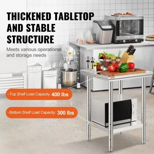 VEVOR Edelstahl Arbeitstisch 60 cm x 60 cm Essenszubereitung für die Zubereitung von Mahlzeiten, Nähen, Waschen, Basteln, Garagennutzung usw. – Bild 2