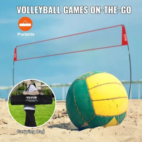 VEVOR Volleyballnetz Höhenverstellbares Volleyballnetz Set, 4,3 x 2,3-2,4 m Tragbarer Beachvolleyball-Netz, Volleyballnetz Faltbare Volleyballnetz mit Volleyball & Tragetasche, für Garten, Strand – Bild 5