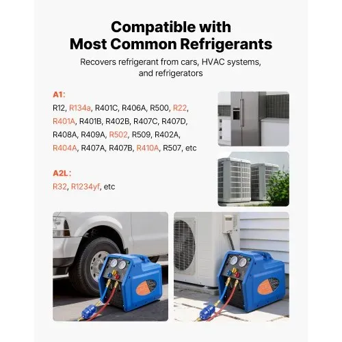 VEVOR Kältemittelabsauggerät Tragbare Kältemittel Absaugstation, 220V/50Hz 1450 U/min. 1 PS mit Zweizylinder Absauganlage für Kältemittel A1 & A2L, Rückgewinnungsgerät für KFZ- & Hausklimaanlagen VEVOR Kältemittelabsauggerät Tragbare Kältemittel Absaugstation, 220V/50Hz 1450 U/min. 1 PS mit Zweizylinder Absauganlage für Kältemittel A1 & A2L, Rückgewinnungsgerät für KFZ- & Hausklimaanlagen
