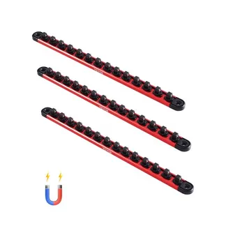 VEVOR Steckschlüssel-Organizer, 3-teilig, metrische und SAE-Halterschiene aus Alu, 1/4, 3/8 & 1/2 Zoll, Stecknuss Organizer mit 360° drehbaren Clips für Werkzeugkästen, für bis zu 40 Steckschlüssel VEVOR Steckschlüssel-Organizer, 3-teilig, metrische und SAE-Halterschiene aus Alu, 1/4, 3/8 & 1/2 Zoll, Stecknuss Organizer mit 360° drehbaren Clips für Werkzeugkästen, für bis zu 40 Steckschlüssel