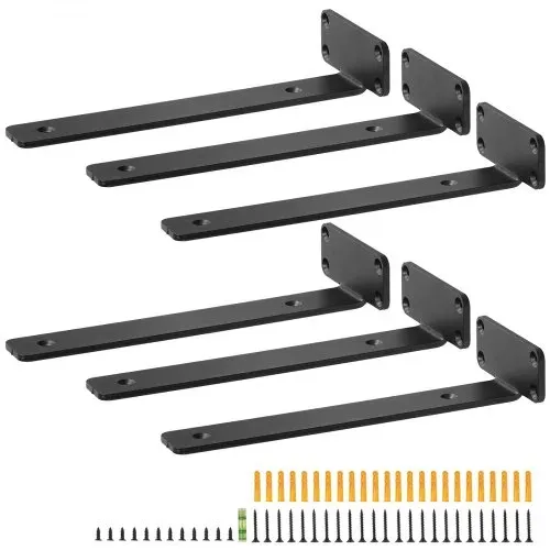 VEVOR Regalhalterung, 261 x 100 x 45 mm, 6 Stück robuste schwebende Regalhalter, Halterungen für Regale, 5 mm dicke mattschwarze L-Regalhalterung, Regalhalterungen aus Stahl mit 72,6 kg Tragkraft – Bild 8