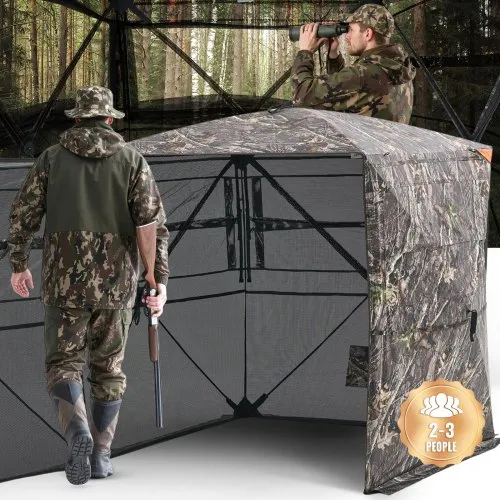 VEVOR Jagdzelt Jagdversteck für 2–3 Personen, durchsichtige Bodenblenden mit Tragetasche, robustes Tarnzelt mit leiser Seitentür & Fenster, Jagdunterstand für Schafe, Hirsche und Kaninchen VEVOR Jagdzelt Jagdversteck für 2–3 Personen, durchsichtige Bodenblenden mit Tragetasche, robustes Tarnzelt mit leiser Seitentür & Fenster, Jagdunterstand für Schafe, Hirsche und Kaninchen
