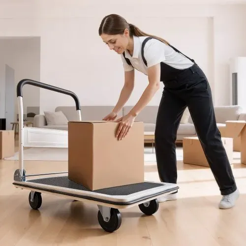 VEVOR Plattformwagen Klappbar 300 kg, Transportwagen mit Lenkrolle, Handwagen Ladefläche mit Anti-Rutsch-Beschichtung, Transporthilfe für Einfache Aufbewahrung, 900x610x870 mm Rollwagen – Bild 7