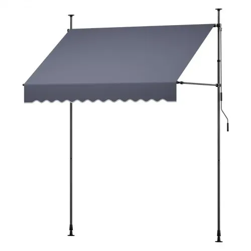 VEVOR Klemmmarkise 2 m, Höhenverstellbare Markise mit Handkurbel, Terrassenmarkise UPF 80+ Sonnenschutz, Sonnenmarkise, Balkonmarkise, Ideal für Terrasse, Balkon & Garten, Dunkelgrau – Bild 8