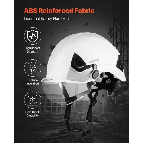 VEVOR Schutzhelm ANSI/ISEA Z89.1-zugelassener Sicherheitshelm mit Visier & 6-Punkt-Ratschenaufhängung, verstellbarer Industriehelm belüfteter Bauhelm Arbeitshelm für Industriebau Arbeitskleidung – Bild 2