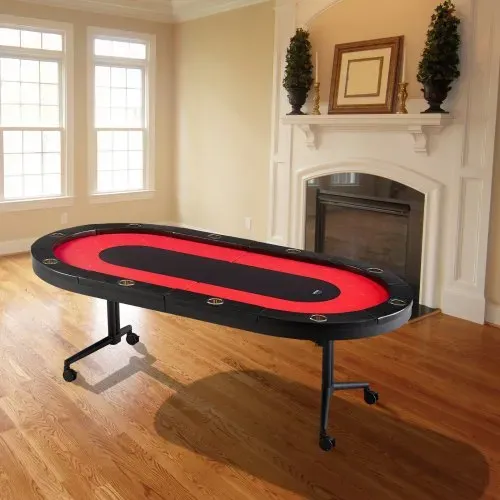 VEVOR Casino Pokertisch Klappbare Tischbeine 2290 x 1220 x 800 mm (L x B x H), Faltbarer Pokertisch, Schwarz & Rot Pokerauflage Klapptisch für 10 Spieler, Pokertisch mit Staubschutzhülle Tragbar – Bild 7