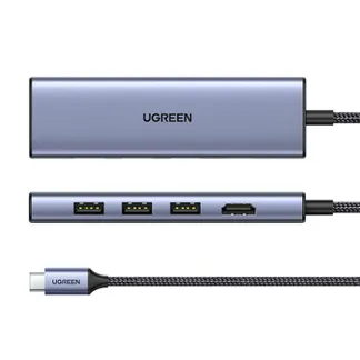Ugreen 20956A Schnittstellen-Hub USB Typ-C 5000 Mbit/s Silber Ugreen 20956A Schnittstellen-Hub USB Typ-C 5000 Mbit/s Silber