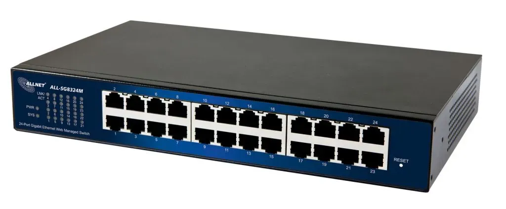 ALLNET Switch smart managed 24 Port Gigabit / 24x LAN / Lüfterlos / 19″ / „ALL-SG8324M“ ALLNET Switch smart managed 24 Port Gigabit / 24x LAN / Lüfterlos / 19″ / „ALL-SG8324M“