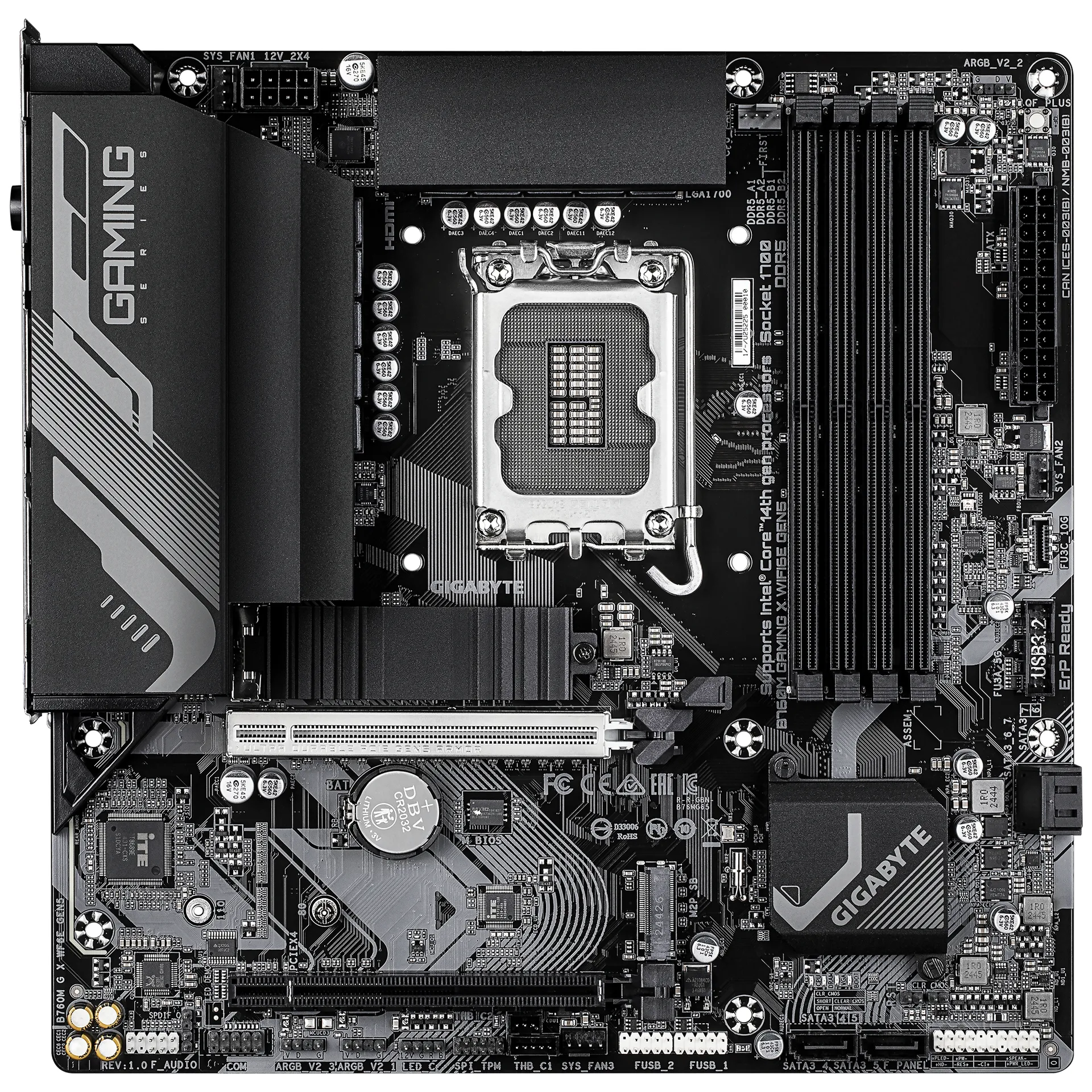 GIGABYTE B760M GAMING X WIFI6E GEN5 Mainboard – Unterstützt Intel Core Prozessoren der 14. Generation, 8+1+1 Phasen VRM, bis zu 5600 MHz DDR5, 2 x PCIe 4.0 M.2, Wi-Fi 6E, 2.5 GbE LAN, USB 3.2 Gen 1 – Bild 2