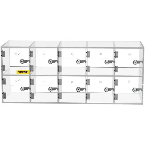 VEVOR Handy-Aufbewahrungsspind, 10 Fächer aus Acrylmaterial mit Türschlössern und Schlüsseln, Wandschrank, Taschenbüro, Klassenzimmer, Fitnessstudio, Box, Transparent – Bild 10