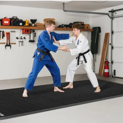 VEVOR Kampfsportmatte 3 x 1,5 m für Workouts im Heim-Fitnessstudio, wasserfeste aufrollbare Trainingsmatten Fitnessmatte für Gymnastik Tatami Jiu-Jitsu MMA Judo Boxen, Sportmatte Yogamatte Schwarz – Bild 7