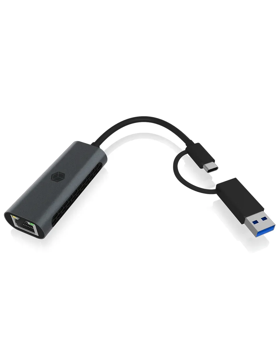 ICY BOX IB-LAN301-C3, USB 3.2 Gen 1 Type-C®/Type-A zu 2.5 Gigabit Ethernet LAN Adapter, Anthrazit ICY BOX IB-LAN301-C3, USB 3.2 Gen 1 Type-C®/Type-A zu 2.5 Gigabit Ethernet LAN Adapter, Anthrazit