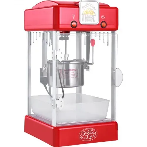 VEVOR Popcornmaschine, 300 W Popcornmaschine, 2,5 oz Kessel macht 4 QT pro Ladung, Tisch-Popcornmaschine mit PP-Tür, inkl. 2 Schaufeln und Tablett, Kino-Stil, rot – Bild 10