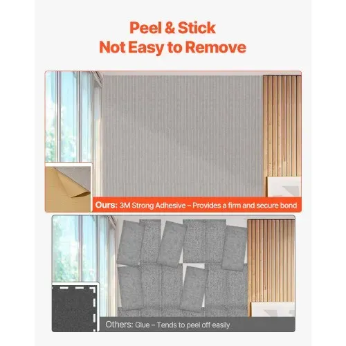 VEVOR 5er-Pack Akustikplatten mit Selbstklebeband, 1200x600x10 m schalldichte Schaumstoffplatten, Akustik Wandpaneele aus Polyesterfaser, für Zuhause, Studio, Büro, Theater, Kamel – Bild 2