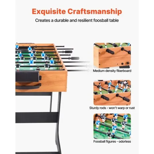 VEVOR klappbarer Tischfußballtisch in Standardgröße (1065 x 605 x 810 mm), faltbarer Indoor-Kickertisch für Zuhause, Familie und Spielzimmer, Set inkl. 2 Bällen leicht zu lagern Spieltisch VEVOR klappbarer Tischfußballtisch in Standardgröße (1065 x 605 x 810 mm), faltbarer Indoor-Kickertisch für Zuhause, Familie und Spielzimmer, Set inkl. 2 Bällen leicht zu lagern Spieltisch