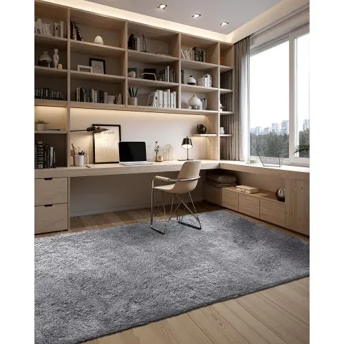 VEVOR Hochflor Teppich 3048x2438 mm, flauschiger Wohnzimmerteppich mit dreilagigem Material, 35 mm Florhöhe, für Wohnzimmer, Schlafzimmer, Loungebereich, fusselfrei und mit weich, grau – Bild 4