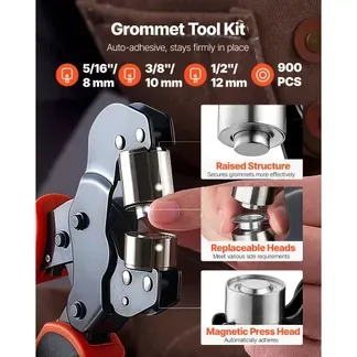 VEVOR Ösenzange 900 tlg. Set Ösen 8mm 10mm 12mm Magnetische Ösenpresse, Ösenstanze aus Stahl mit Magnetkopf Rutschfester Griff Geeignet für Leder Planen Schuhe Bastelarbeiten & Stoff VEVOR Ösenzange 900 tlg. Set Ösen 8mm 10mm 12mm Magnetische Ösenpresse, Ösenstanze aus Stahl mit Magnetkopf Rutschfester Griff Geeignet für Leder Planen Schuhe Bastelarbeiten & Stoff