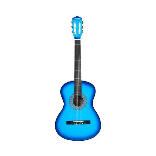 VEVOR Konzertgitarre, 960 mm, Holz-Klassikgitarren-Starter-Set für Anfänger, mit Nylonsaiten, Gigbag, Gurt, Stimmgerät, zusätzlichen Saiten, Plektren, Kapodaster, Linde, für Einsteiger, Blau – Bild 8