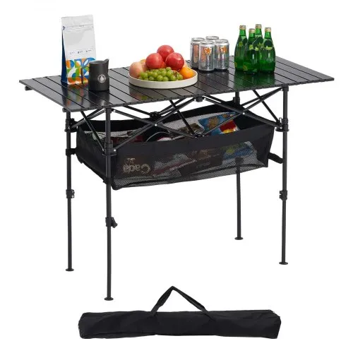 VEVOR Klapptisch Buffettisch tragbarer Allzwecktisch 120 cm, rechteckiger Aluminiumtisch (für 4-6 Personen) mit verstellbarer Höhe & Tragetasche, Gartentisch Campingtisch für Partys Picknick Schwarz VEVOR Klapptisch Buffettisch tragbarer Allzwecktisch 120 cm, rechteckiger Aluminiumtisch (für 4-6 Personen) mit verstellbarer Höhe & Tragetasche, Gartentisch Campingtisch für Partys Picknick Schwarz