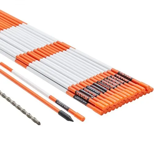 VEVOR Einfahrtsmarkierungen, 30 Stk. 121,92 cm, 1,02 cm Durchmesser, orangefarbene Glasfaserstangen, Schneepfähle mit reflektierendem Band, 30,48 cm Stahlbohrer und Schutzhandschuhe für Parkplätze, Ge – Bild 8