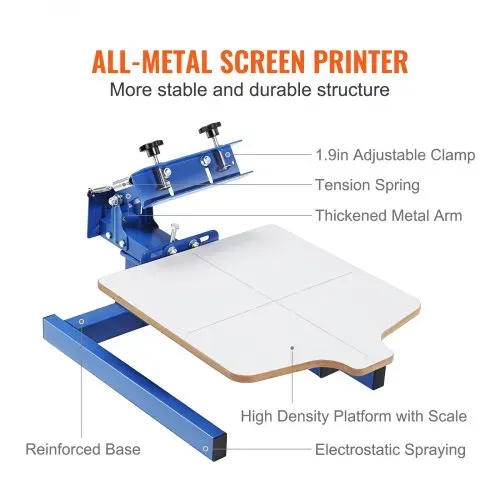 VEVOR Siebdruckpresse T-Shirt Siebdruckmaschine 1 Farbe + 1 Station, T-Shirtpresse, Hitzepresse Transferpresse DIY Ausrüstung Drucker, Textildruck Kleidung, Kissenbezüge, Gepäckstücke usw. – Bild 4