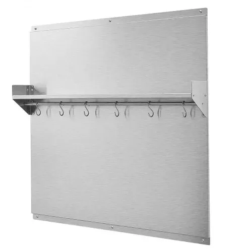 VEVOR Küchenrückwand 76 x 76 cm aus Edelstahl, Wandschutz für Herd und Dunstabzugshaube mit Ablage, Haken und Vorgebohrten Löchern, Robuste Rückwand für Küche, Kochen und Praktische Aufbewahrung – Bild 10