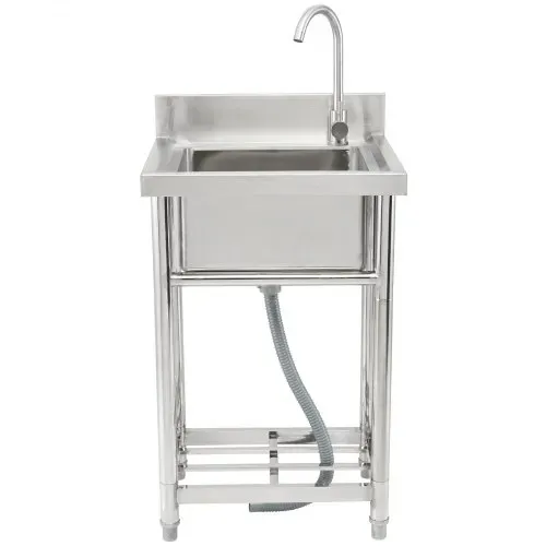 VEVOR Edelstahl-Waschbecken, Freistehendes Waschbecken, inkl. Wasserhahn und Beinen, 41 x 33 x 22 cm Kommerzielle Einzelwaschbecken für Garage, Restaurant, Küche, Gewerbliche Spülbecken – Bild 10