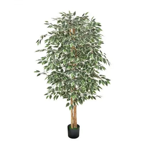 VEVOR Künstlicher Ficusbaum, 1,8 m, mit schwarzem Topf, Kunst-Ficuspflanze mit natürlichem Holzstamm & realistischen grünen Blättern, Seidenbaum für Innenbereich, für Zuhause, Büro, Wohnzimmer – Bild 9