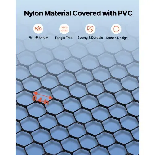 VEVOR Angelkescher Teleskopisch 238 cm, Unterfangkescher mit Fischschonendem Fischnetz aus PVC-Beschichtetem Nylonmaterial, Kescherstange aus 6063 Aluminiumlegierung mit Rutschfestem PE Griff – Bild 2