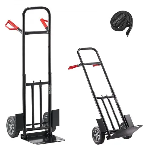 VEVOR Sackkarre, 272 kg Tragkraft, Transportkarre 480x460x1200mm, tragbarer Rollwagen mit Zurrgurt, Transportroller, Stapelkarre, Transportwagen für Hause, Büro, Lager, Supermarkt VEVOR Sackkarre, 272 kg Tragkraft, Transportkarre 480x460x1200mm, tragbarer Rollwagen mit Zurrgurt, Transportroller, Stapelkarre, Transportwagen für Hause, Büro, Lager, Supermarkt