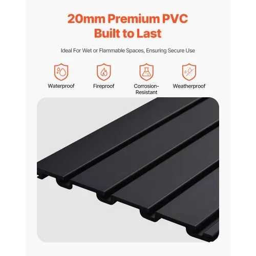VEVOR Werkzeugwand 1230x1235x20 mm, PVC-Garagen-Lamellenwand, 136 kg pro Platte, schwarzer Wandorganizer, Lamellenwandpaneel mit Kupplungsstruktur & DIY-Zuschnitt, geeignet für Lagerung & Präsentation – Bild 2