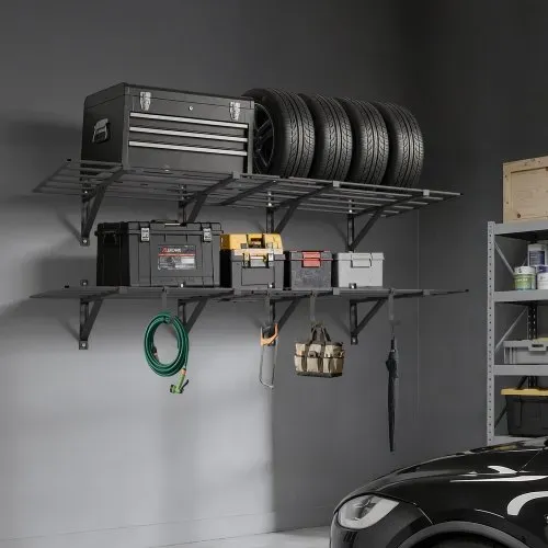 VEVOR 2er-Set Garagenregal 1832x635x305mm Werkzeugaufbewahrung 362 kg pro Schicht Werkzeughalter Wand 1832x635 mm Regalfläche Aufbewahrungsregale Metallregal Werkzeug Organizer Wandregale – Bild 7