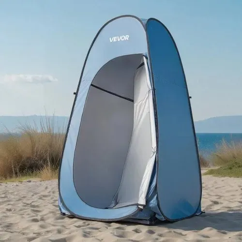 VEVOR Pop Up Zelt (1219 x 1219 x 2134 mm) Wasserfestes Toilettenzelt mit, Umkleidezelt inkl. Heringen & Seilen & Tragetasche & Aufhängetasche, aus 190T Polyester für Camping Strand Angeln Blau – Bild 7