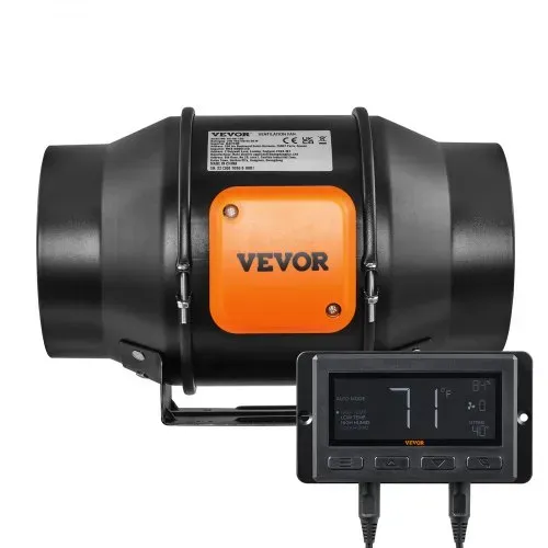 VEVOR Inline Kanalventilator, 6 Zoll 402 CFM mit Temperatur-Feuchtigkeitsregler, leiser EC-Motor Belüftung Abluftventilator für Kühlung Booster, Wachstumszelte, Hydrokultur – Bild 8
