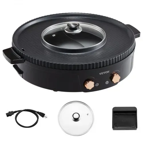 VEVOR Hot Pot mit Grill 1800 W 2 in 1 elektrischer rauchfreier Grill, koreanischer BBQ-Grill Feuertopf mit separater doppelter Temperaturregelung, antihaftbeschichtete Pfanne, für 2–8 Personen – Bild 8