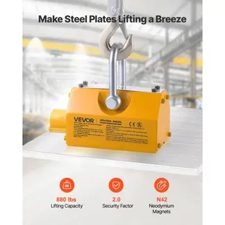 VEVOR Lasthebemagnet Permanentmagnetheber 400 kg Zugkraft Hebemagnet mit Entriegelungsgriff & Stahlhaken, verwendet in Werkstattkränen und Hebezeugen, zum Heben von Stahlplatten, Brettern Gelb VEVOR Lasthebemagnet Permanentmagnetheber 400 kg Zugkraft Hebemagnet mit Entriegelungsgriff & Stahlhaken, verwendet in Werkstattkränen und Hebezeugen, zum Heben von Stahlplatten, Brettern Gelb