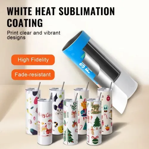 VEVOR 8er-Pack Gerade Sublimationsbecher, 887 ml Blanko-Becher, Edelstahl-Doppelwandbecher mit Strohhalm, Deckel, Bürste, Boden, Schrumpffolie, Geschenkbox, für Wärmepresse & Wärmeübertragung – Bild 2