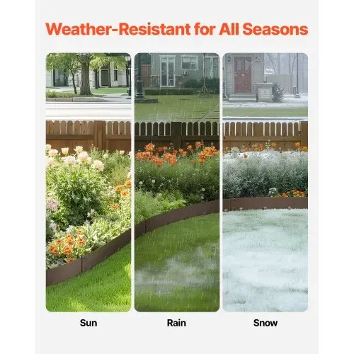 VEVOR Rasenkante, 5er Pack, 990x181x1,5 mm, Beeteinfassung, biegbare Beetumrandung, Garteneinfassung, robuste Gartenpalisade, einfach zu installieren, Trennwand für Blumenbeete, Hofwege, Braun – Bild 2
