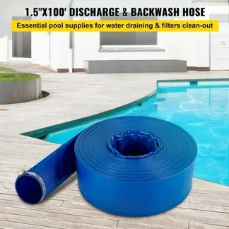 VEVOR Abflussschlauch, 38 mm x 32 m,, PVC-Gewebe-Flachschlauch, robuster Rückspül-Ablaufschlauch mit Klemmen, wetterfest und platzsicher, ideal für Schwimmbad und Wassertransfer, blau VEVOR Abflussschlauch, 38 mm x 32 m,, PVC-Gewebe-Flachschlauch, robuster Rückspül-Ablaufschlauch mit Klemmen, wetterfest und platzsicher, ideal für Schwimmbad und Wassertransfer, blau