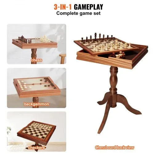 VEVOR Schachspiel aus Holz, 650 x 650 x 675 mm Schachspielset, Desktop Schachbrettspiele mit Schachfiguren, Schachset Set für Party Familie Aktivitäten, Reiseschach, Kinder, Chess Board – Bild 5