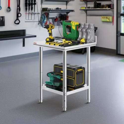 VEVOR Edelstahl Arbeitstisch 60 cm x 60 cm Essenszubereitung mit Aufkantung für die Zubereitung von Mahlzeiten, Nähen, Waschen, Basteln, Garagennutzung usw. – Bild 7