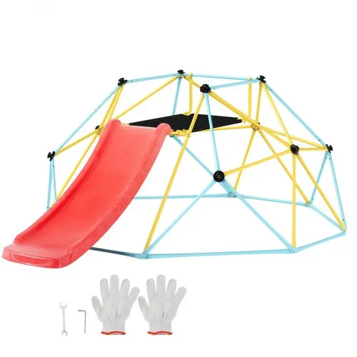 VEVOR Kletterkuppel, 2,44 m geometrisches Klettergerüst mit Rutsche, für Kinder von 3 bis 9 Jahren, Klettergerüst 272 kg Tragfähigkeit, mit Klettergriff, Indoor-/Outdoor-Spielgerät ideal Hinterhof VEVOR Kletterkuppel, 2,44 m geometrisches Klettergerüst mit Rutsche, für Kinder von 3 bis 9 Jahren, Klettergerüst 272 kg Tragfähigkeit, mit Klettergriff, Indoor-/Outdoor-Spielgerät ideal Hinterhof